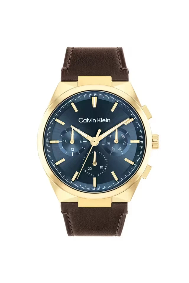 Calvin Klein Men's Distinguish Leather Strap Watch 44mm