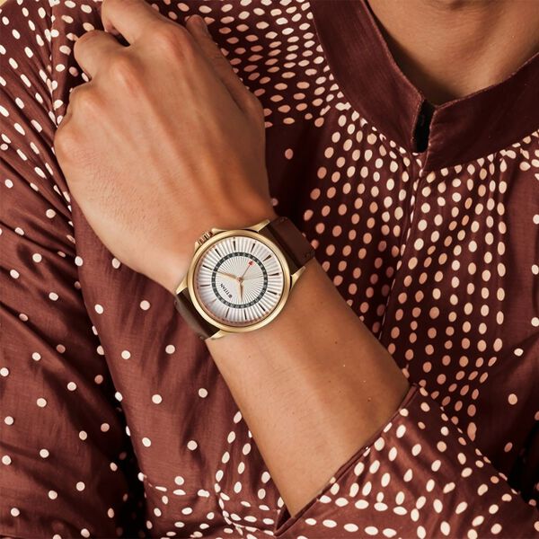 Titan Karishma Quartz Analog with Date Silver Dial Leather Strap Watch For Men