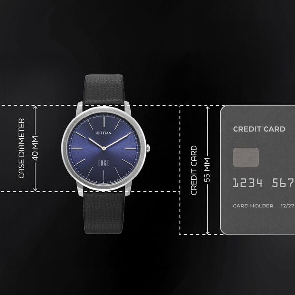 Edge Meister Quartz Analog Blue Dial Black Leather Strap Watch For Men