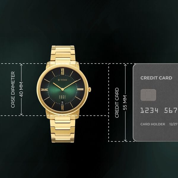 Edge Meister Quartz Analog with Date Green Dial Golden Stainless Steel Strap Watch For Men