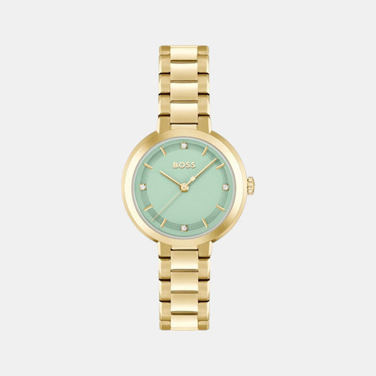Sena Women Quartz Green Dial Analog Stainless Steel Watch 1502759