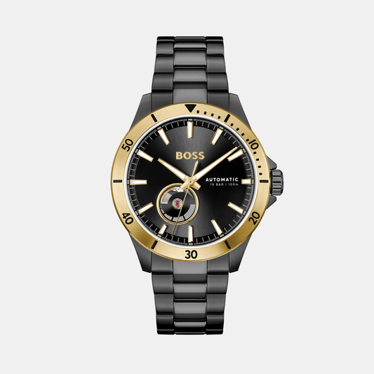 Troper Men Automatic Black Dial Analog Stainless Steel Watch 1514203