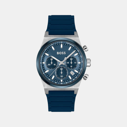 Candor Chrono Men Quartz Blue Dial Chronograph Leather Watch 1514243