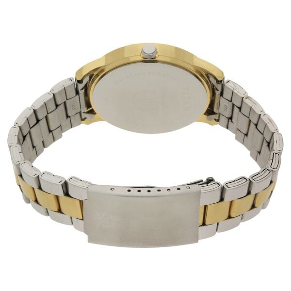 Titan Quartz Analog with Day and Date Champagne Dial Two Toned Stainless Steel Strap Watch For Men