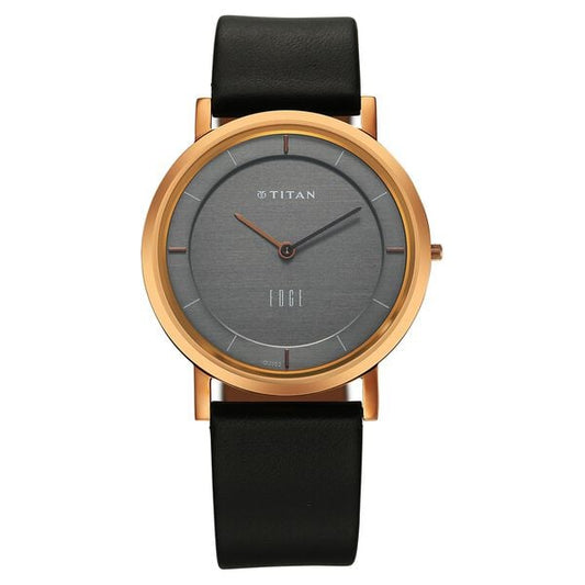 Titan Quartz Analog Anthracite Dial Leather Strap Watch for Men