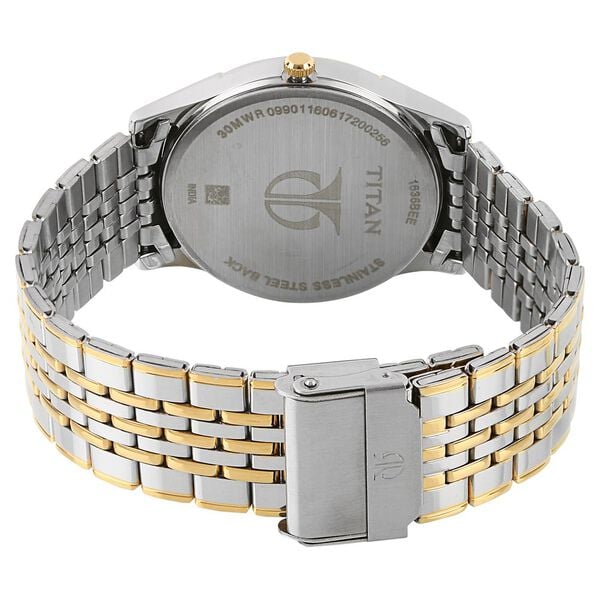Titan Analog with Day and Date Off White Dial Stainless Steel Strap watch for Men