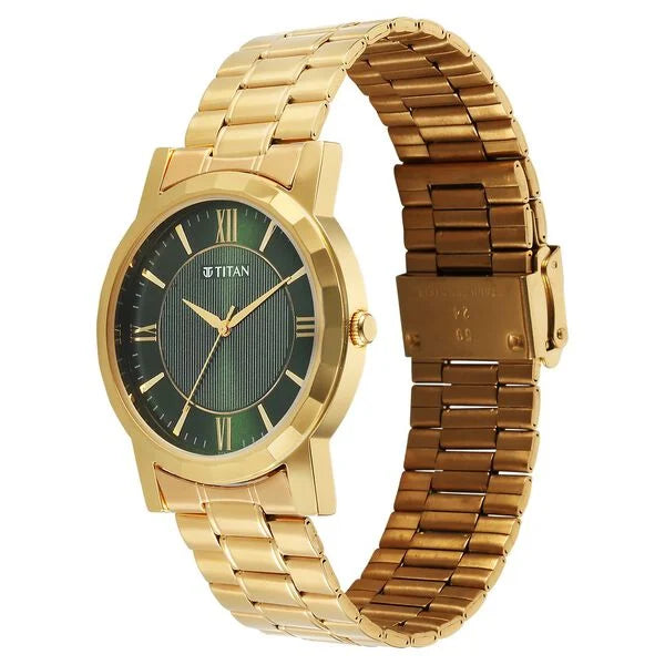 Titan Karishma Zing Quartz Analog Green Dial Stainless Steel Strap Watch