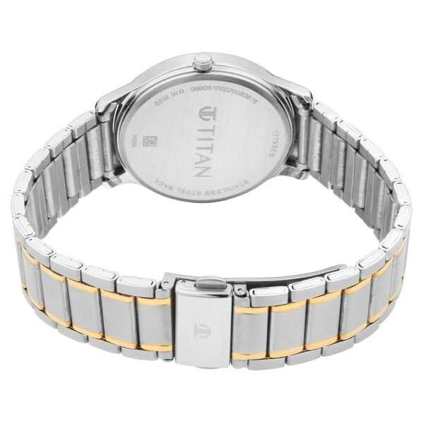 Titan Lagan White Dial Analog with Day and Date Metal Strap Watch for Men