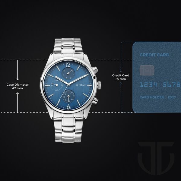 Titan Men's Metropolitan Charm: Men's Multifunctional Blue Watch with Metallic Accents