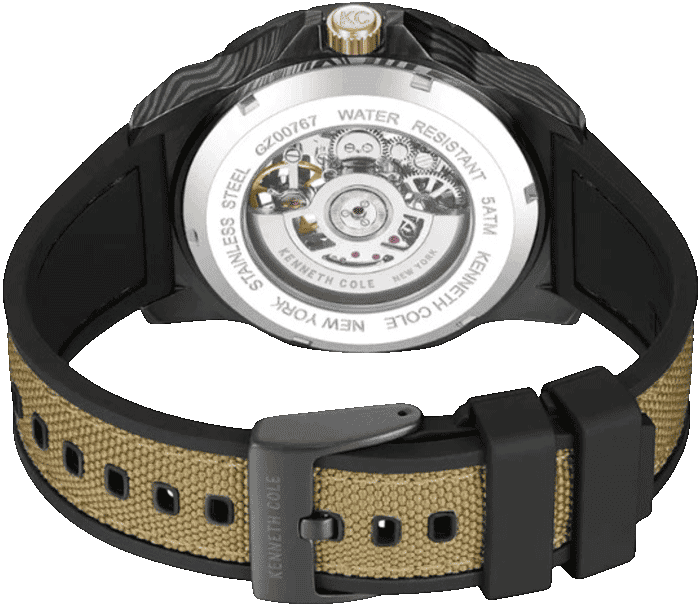 Kenneth Cole Cole Automatic Black Dial Tan Silicon Strap Analog Watch - For Men KCWGZ0076703MNW