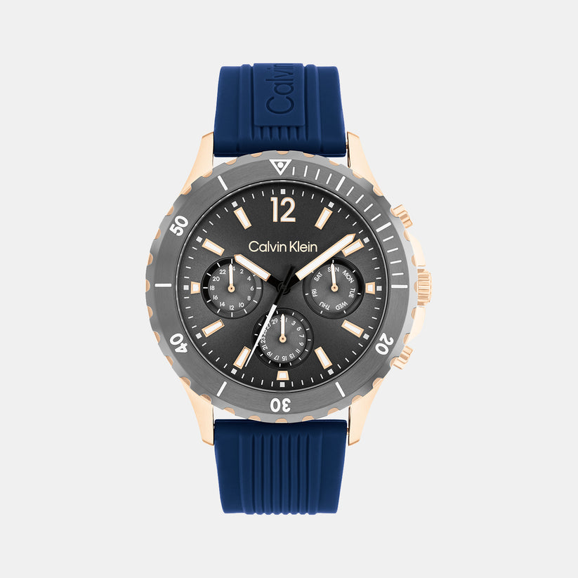 Sport For Him Men Quartz Grey Dial Chronograph Silicone Watch 25200316