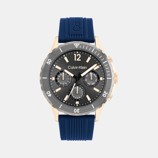 Sport For Him Men Quartz Grey Dial Chronograph Silicone Watch 25200316