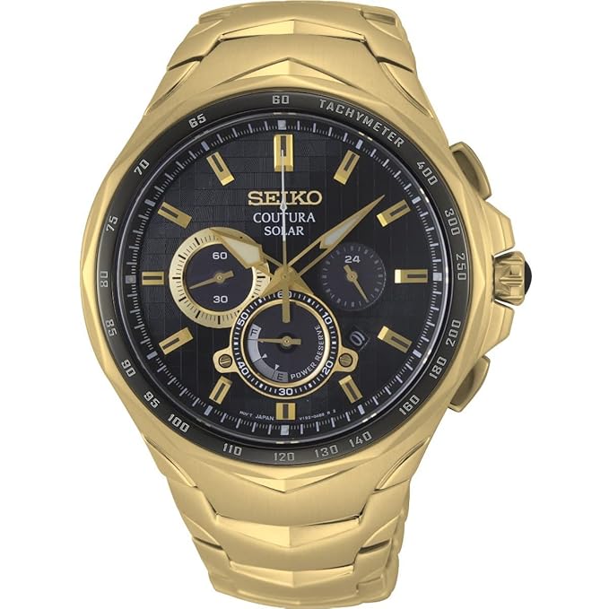Seiko Stainless Steel Analog Grey Dial Men Watch - SSC754P1, Bandcolor-Gold