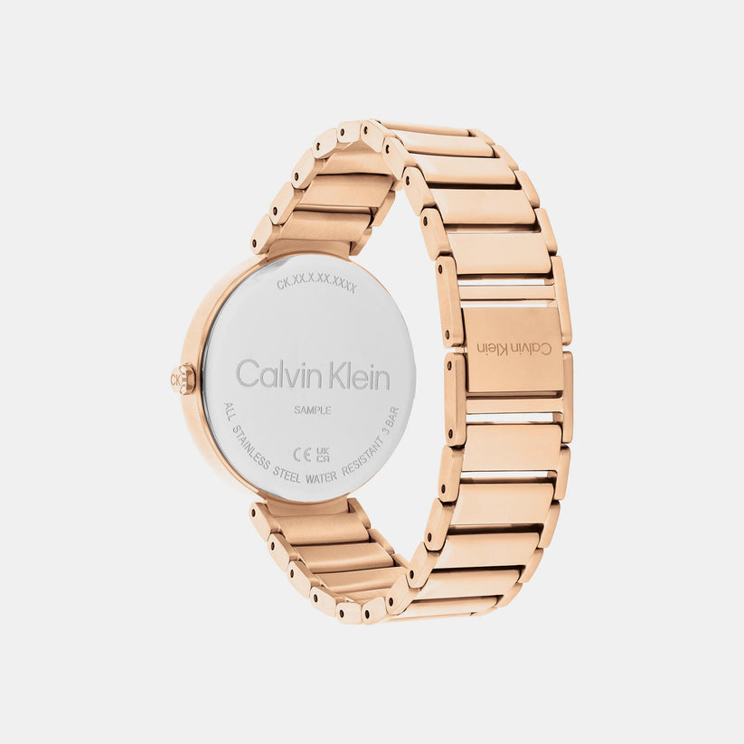 Minimalistic T-Bar Women Quartz Rose Gold Dial Analog Stainless Steel Watch 25200429
