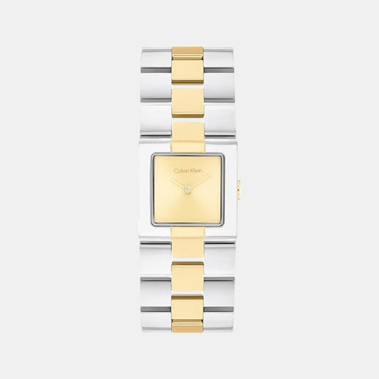 Ck Meridian Women Quartz Thin Gold Dial Analog Stainless Steel Watch 25100115
