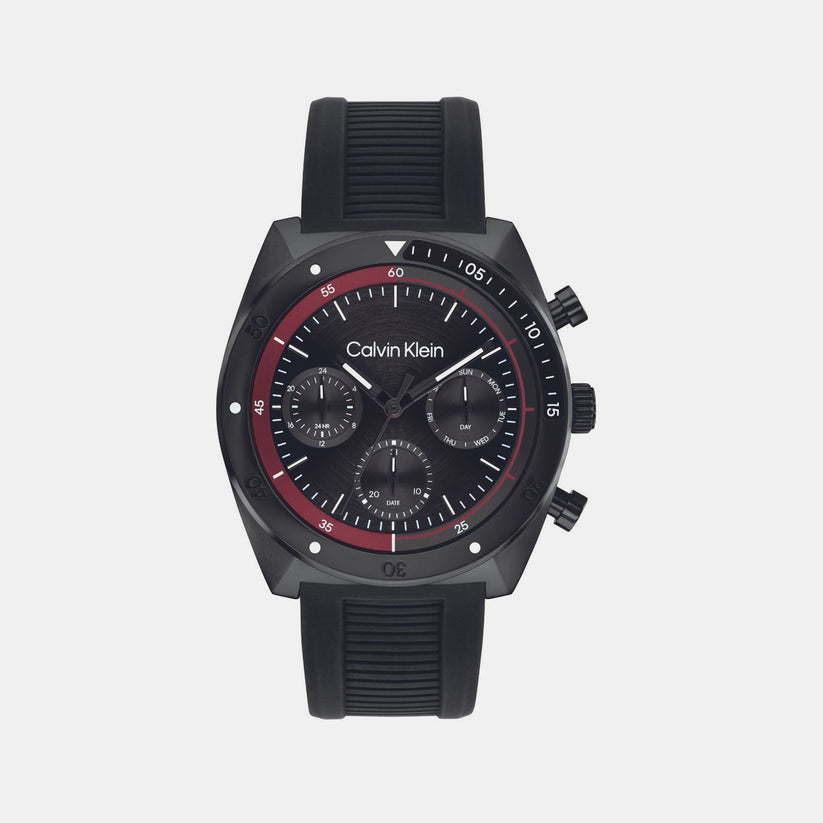 Ck Flex Men Quartz Black Dial Chronograph Silicone Watch 25200467