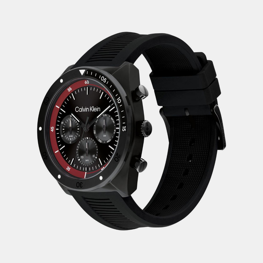 Ck Flex Men Quartz Black Dial Chronograph Silicone Watch 25200467