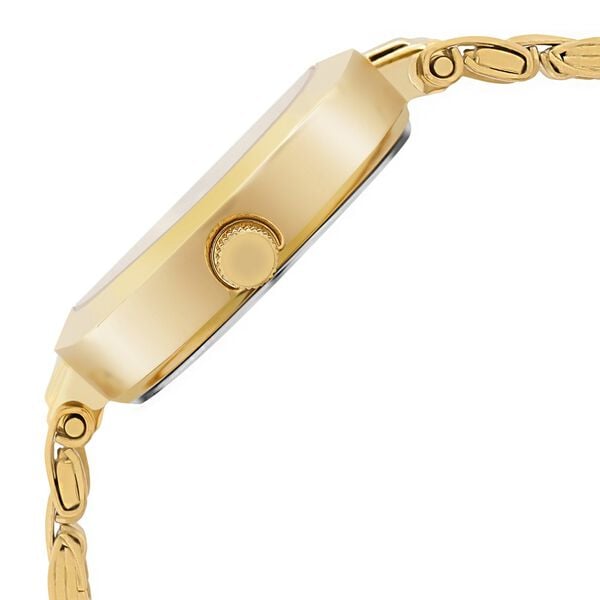 Titan Quartz Analog Champagne Dial Golden Stainless Steel Strap Watch For Women