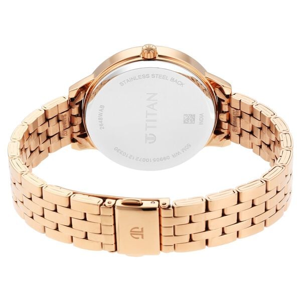 Titan Workwear Quartz Analog with Day and Date Rose Gold Dial Stainless Steel Strap Watch for Women