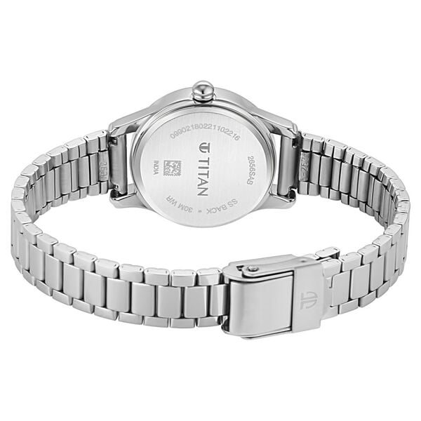 Titan Lagan Black Dial Analog with Day and Date Metal Strap Watch for Women - 25 mm Case Size - Small Dial