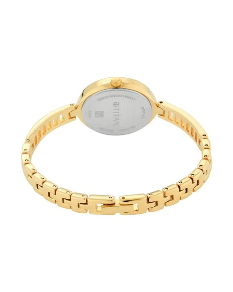 Titan Quartz Analog Golden Dial Metal Strap Watch for Women NS2637YM01