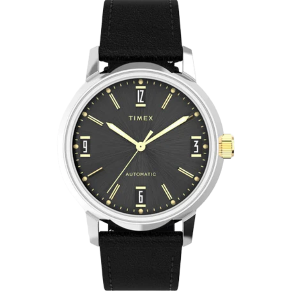 Men Automatic Black Dial Analog Leather Watch TW2W33900U9