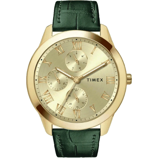 Timex Full Roman Champ Dial Green Croco leather Strap Men's Watch TWEG18526