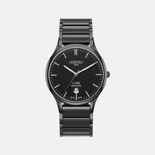 C-Line Men Quartz Black Dial Analog Stainless Steel Watch 658833 44 55 61