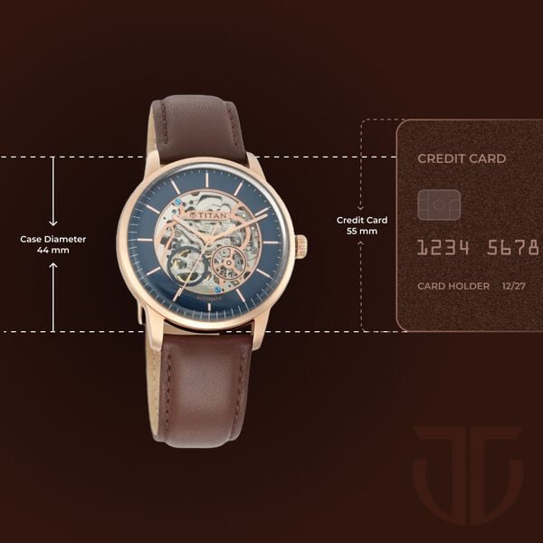 Titan Automatics Blue Dial Automatic Leather Strap watch for Men