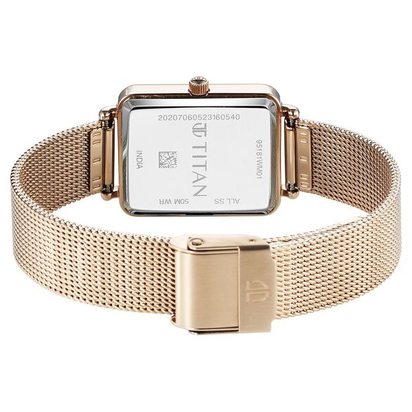 Titan Slimline Quartz Analog Mother Of Pearl Dial Rose Gold Stainless Steel Strap Watch for Women