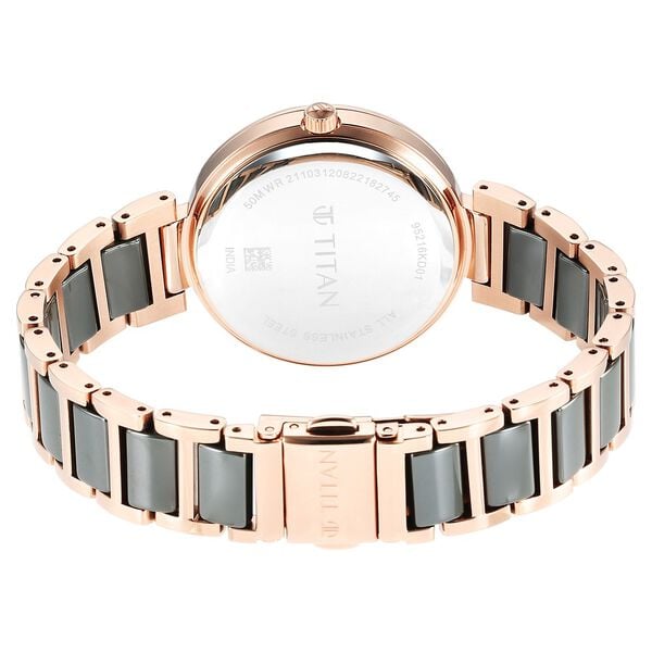 Purple Ceramics Green Dial Steel & Ceramic Strap Watch for Women