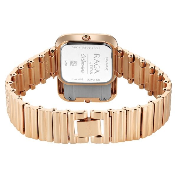 Titan Raga Glimmers Quartz Analog Mother of Pearl Dial Rose Gold Metal Strap Watch For Women