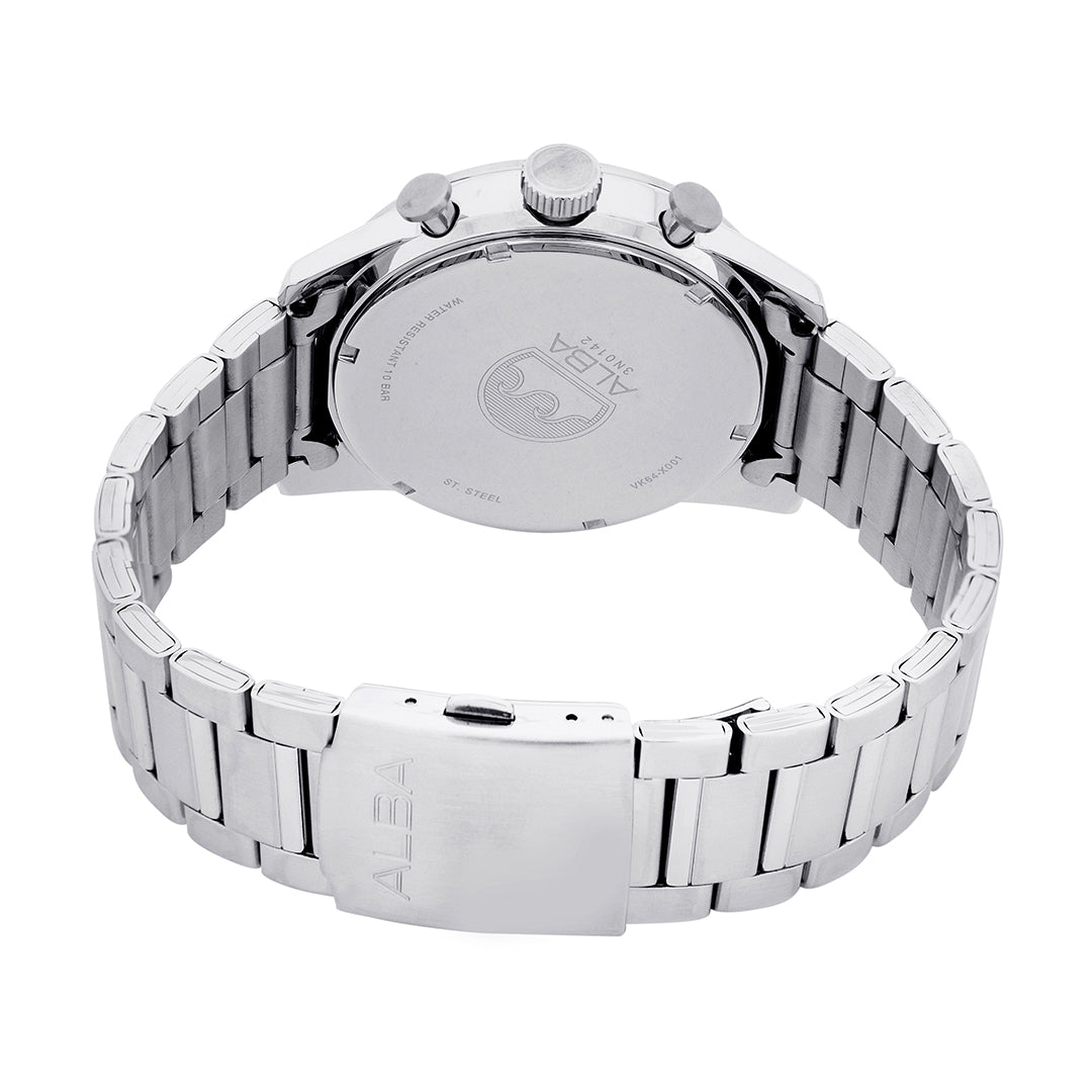 A4B001X1 Black + White Dial Chronograph Watch