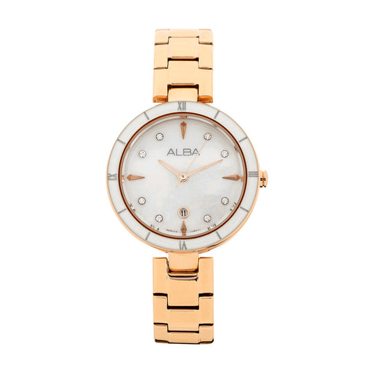 AH7AW6X1 White Mother of Pearl With Rose Gold Strap