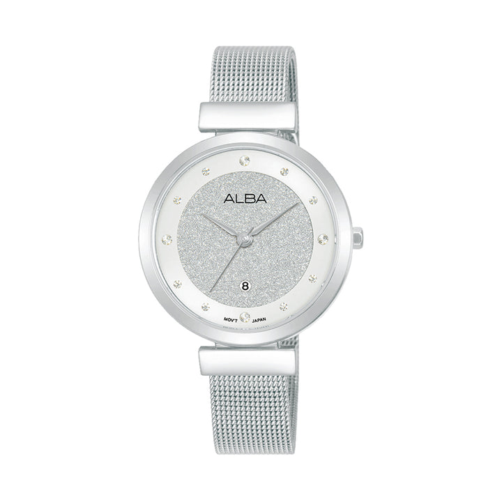 AH7CG9X1 Silver Shimmer Dial With Silver Strap Ladies Watch