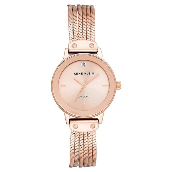 Anne Klein Quartz Analog Rose Gold Dial Metal Strap Watch for Women