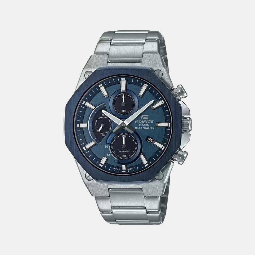 Edifice Men Quartz Blue Dial Chronograph Stainless Steel Watch EX528