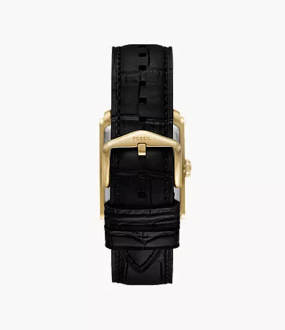 Carraway Three-Hand Black Croco Leather Watch
