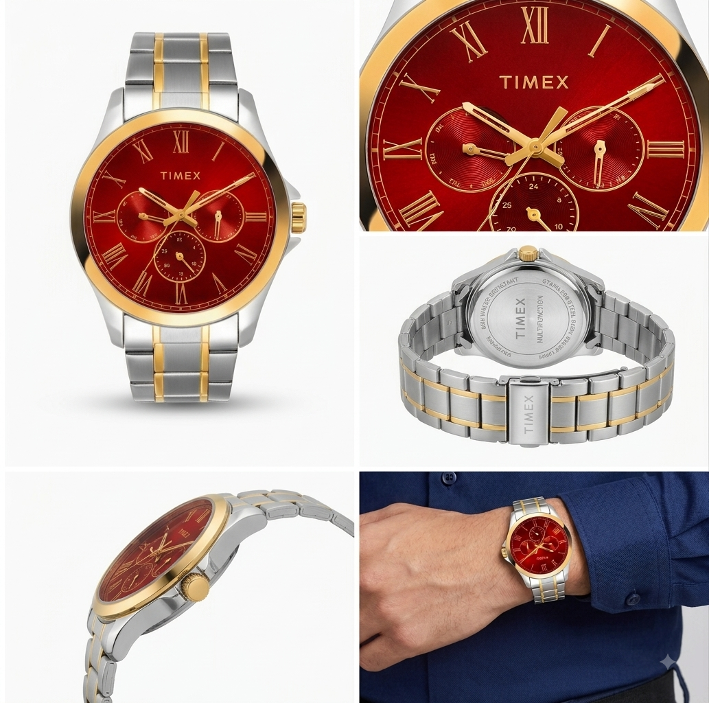 Timex Men's Multifunction Red Dial Watch – TW000X145