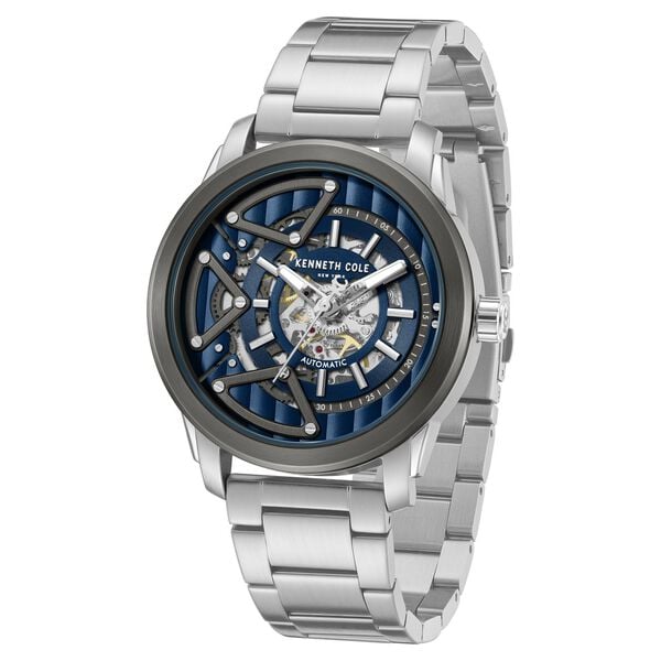 Kenneth Cole Automatic Blue Dial Silver Colour Stainless Steel Strap Watch For Men