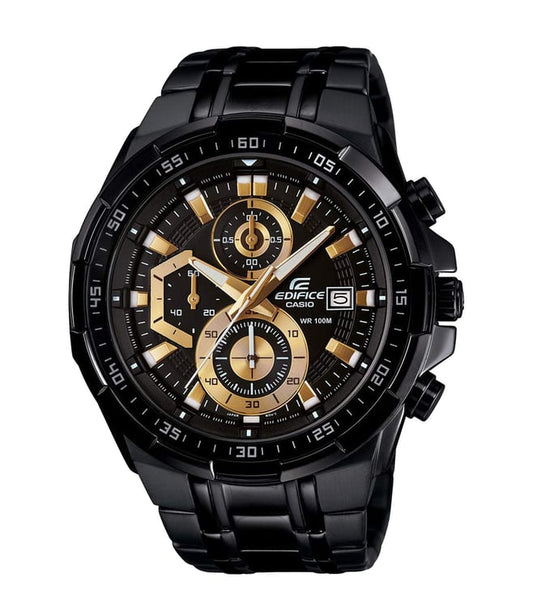 EFR-539BK-1AVUDF Black Analog Dial Black Stainless Steel Band Men's Watch EX187
