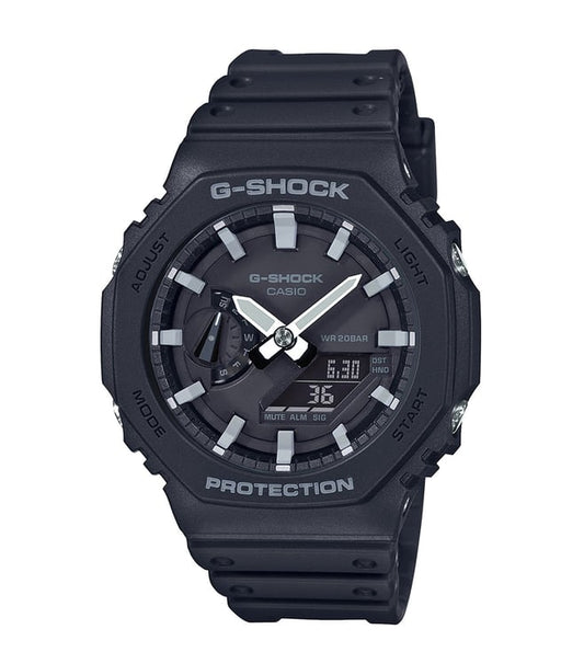 Casio G-Shock GA-2100-1ADR Black Analog-Digital Dial Black Resin Strap Men's Watch G986