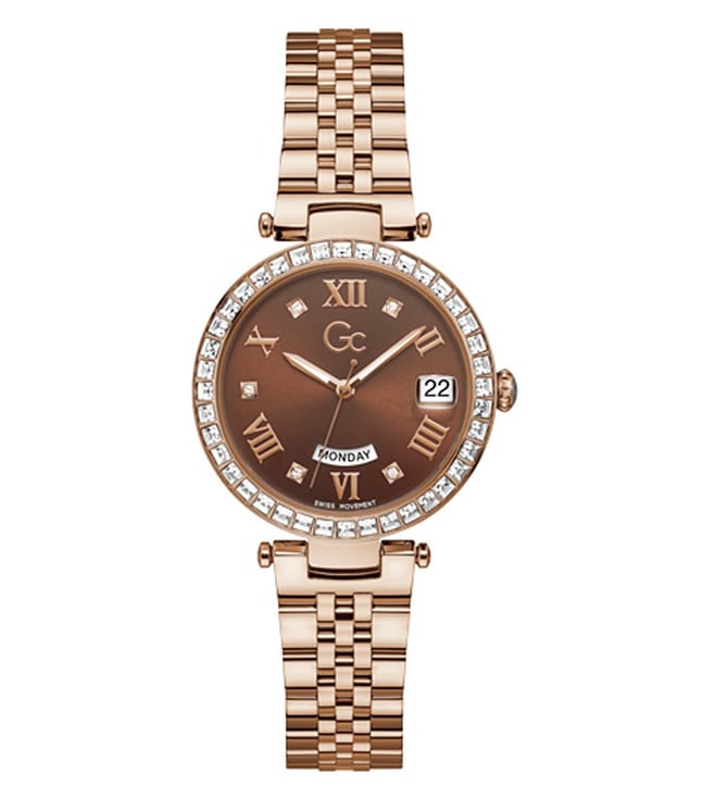 Womens 34 mm Flair Crystal Brown Dial Stainless Steel Analog Watch - Z01009L4MF