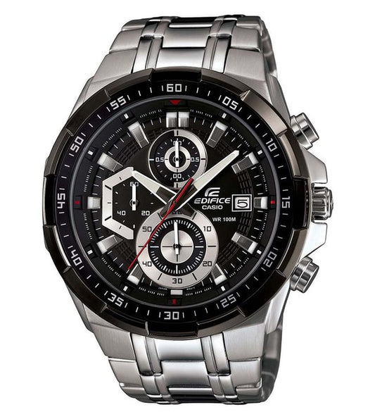 EFR-539D-1AVUDF Black Analog Dial Silver Stainless Steel Band Men's Watch EX191