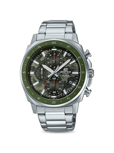 Casio EDifice EFV-600D-3CVUDF Green Analog Dial Silver Stainless Steel Band Men's Watch ED573