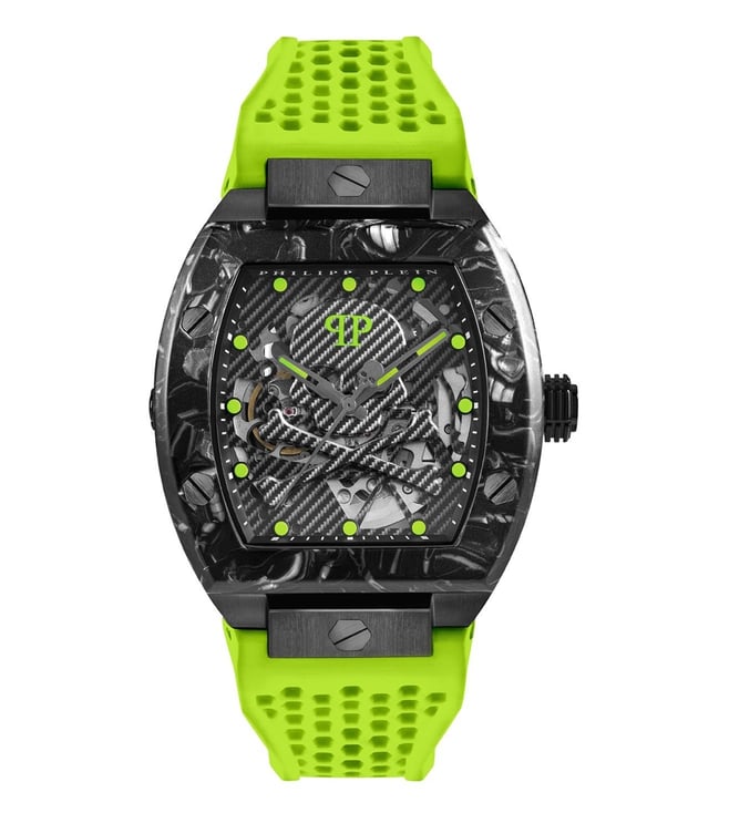 Philipp Plein The $keleton Collection Luxury Mens Watch Timepiece with a Light Green Strap Featuring a Green Case and Black Dial, Light Green-PWBAA0822, OS, Philipp Plein | The $keleton