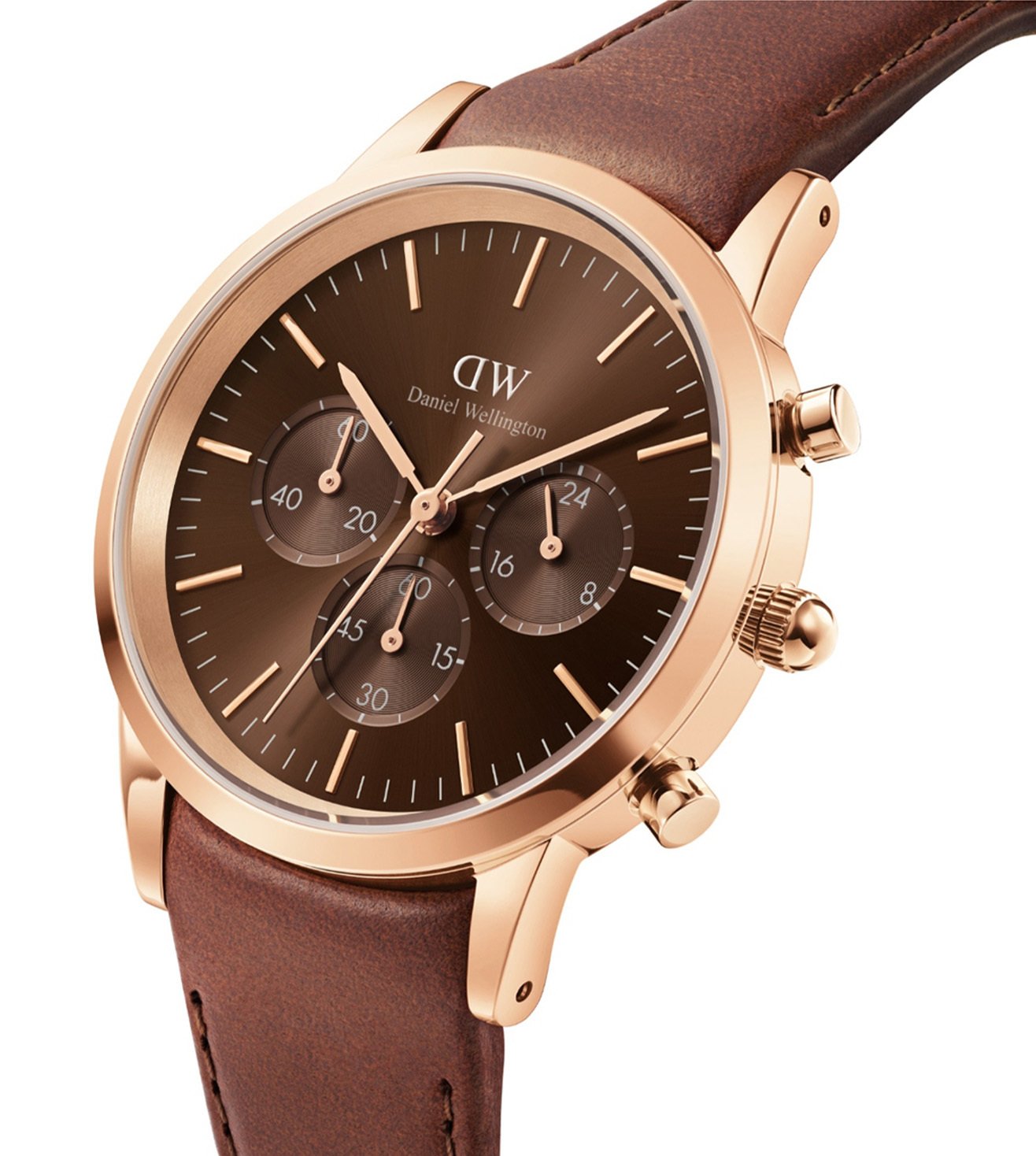 Iconic Men Brown Round Dial Analog Watch - DW00100640K