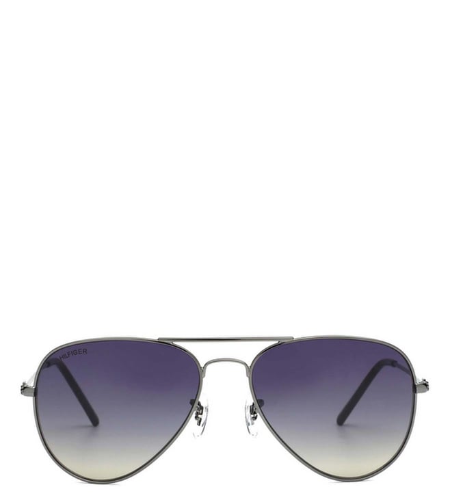 Blue 100% UV Protected Lens Gun Aviator Sunglasses for Men-TH 1574PL C1 S