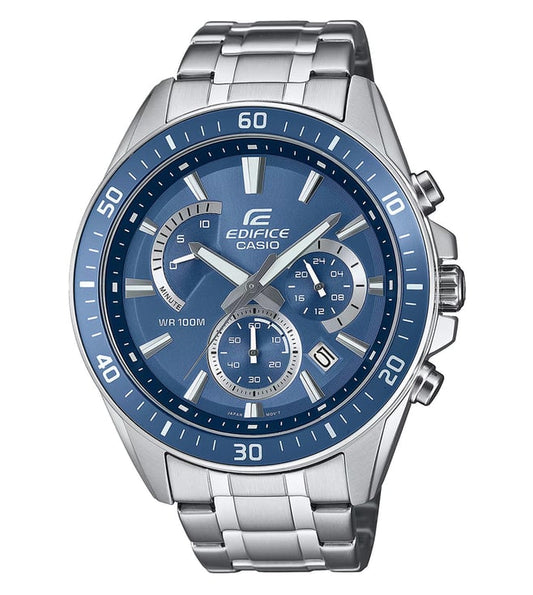 EFR-552D-2AVUDF Grayish Blue Analog Dial Silver Stainless Steel Strap Men Watch ED615