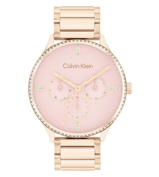 Ck Dress Women Quartz Pink Dial Multi-Function Stainless Steel Watch 25200370